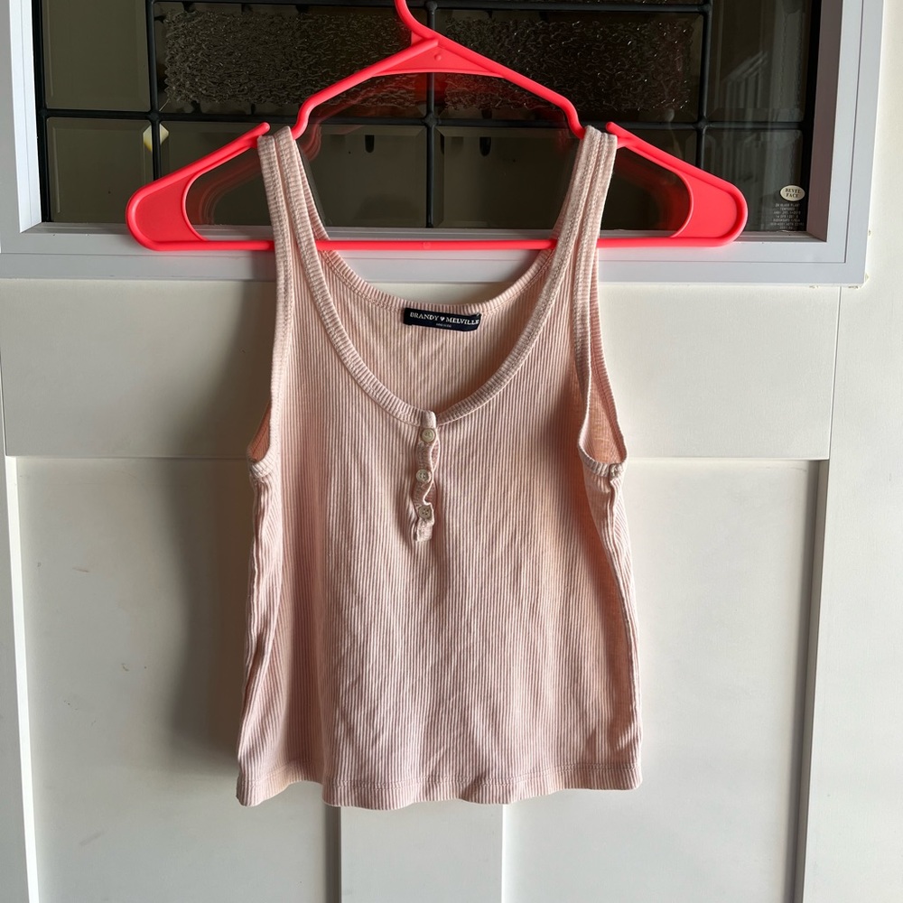 BRANDY MELVILLE light pink ribbed tank top